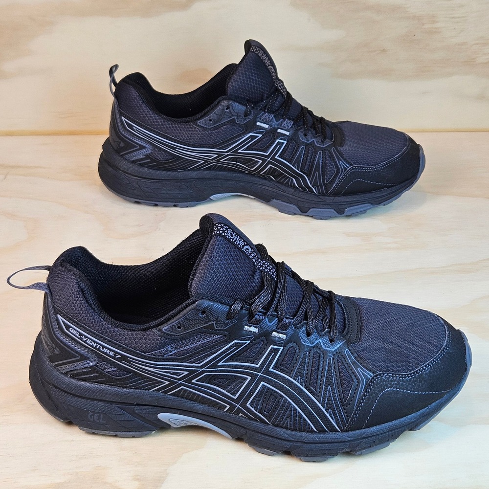 Asics Gel-Venture 7 Mens 13 Extra Wide Black Trail Running Shoes 1011A561